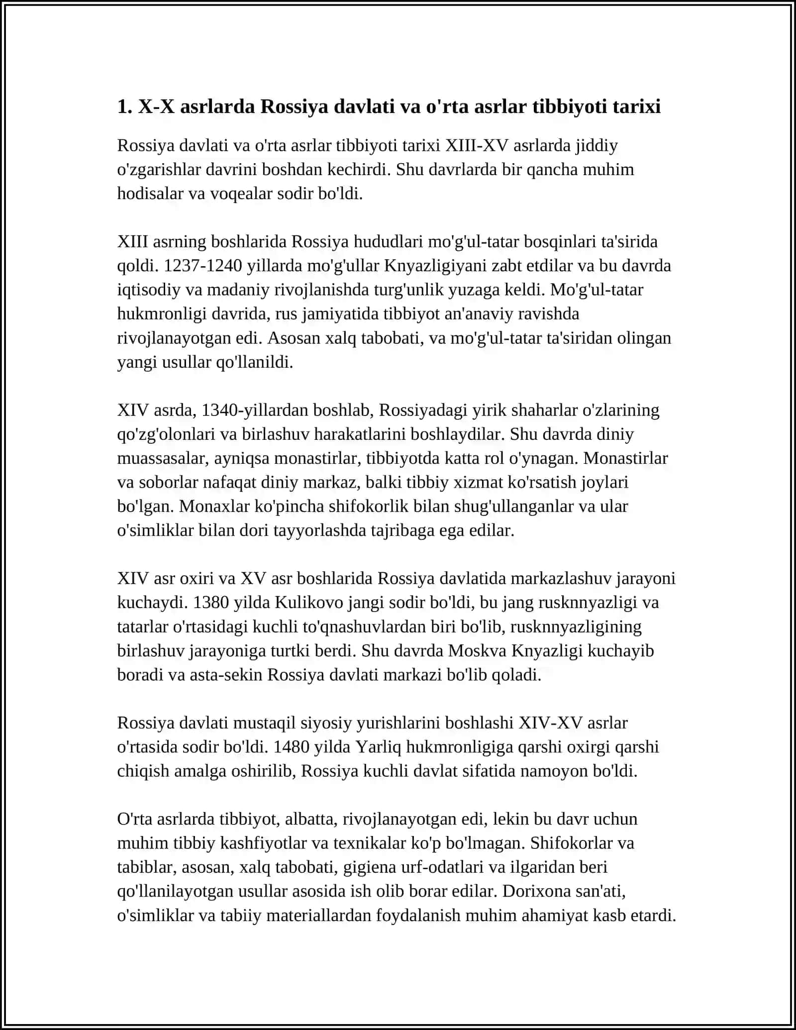 ROSSIYA DVLATIDA X - XX ASRLARDA OʻRTA ASRLAR TIBBIYOTI, BUYUK NAMOYONDALARINING HAYOTI VA IJODI 3