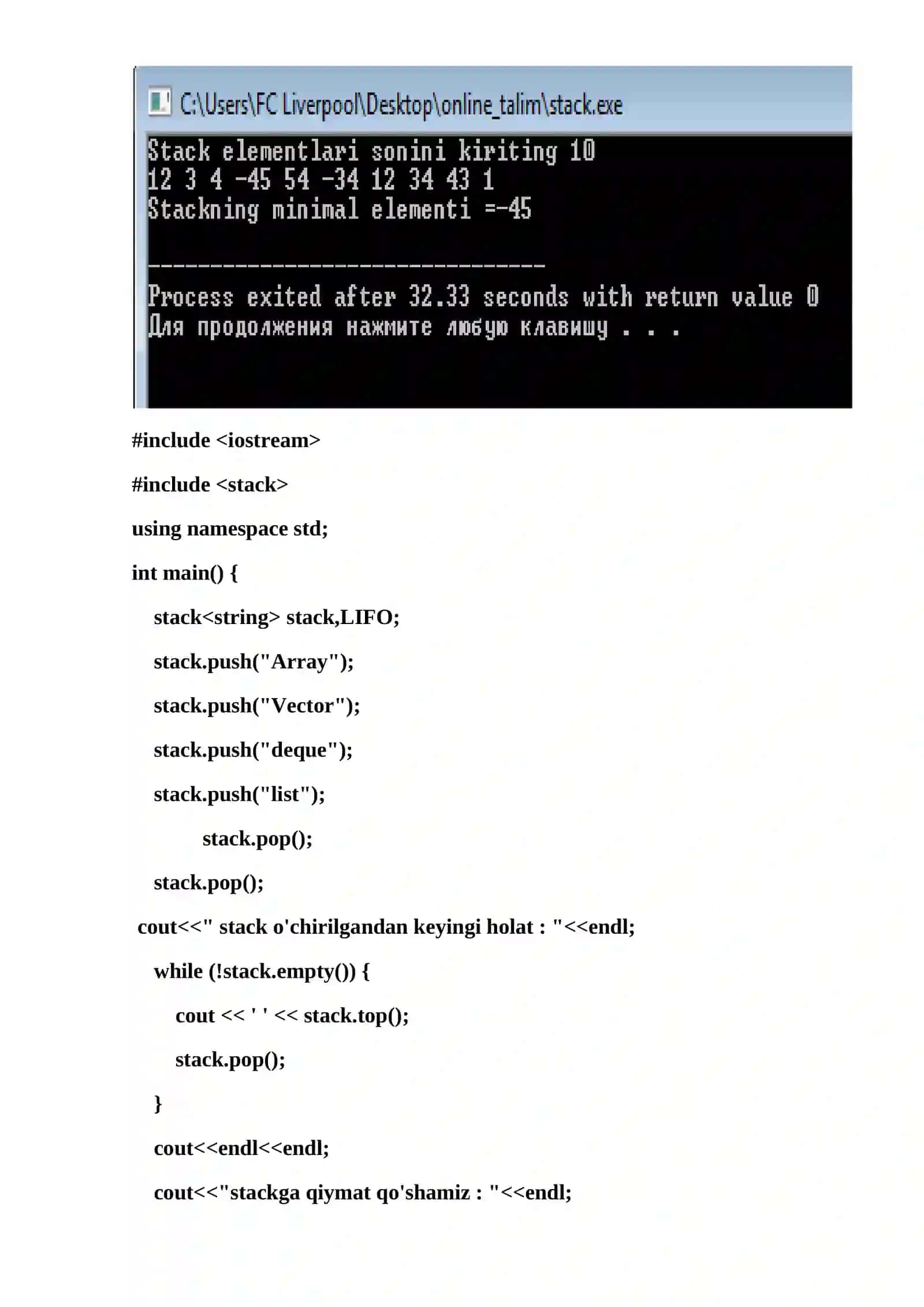 Konteynerlar. Stack va Navbat 3