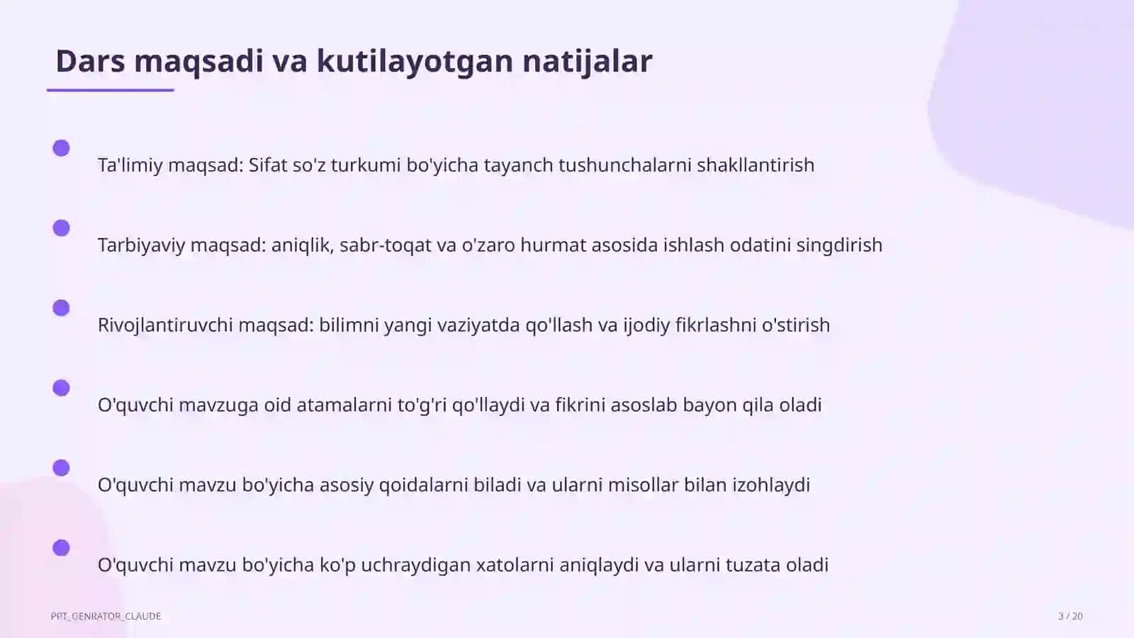 Sifat so'z turkumi (3-sinf) 3
