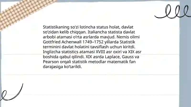 Statiskani paydo bo'lishi va rivojlanishi Sidiqova Muqaddasoy 3