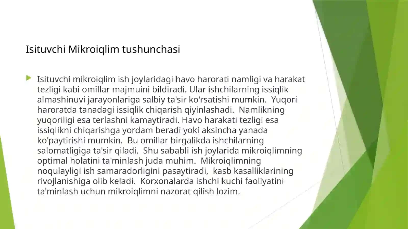 Isituvchi mikroiqlim sharoitlari natijasida issiqlikni boshqarish 3