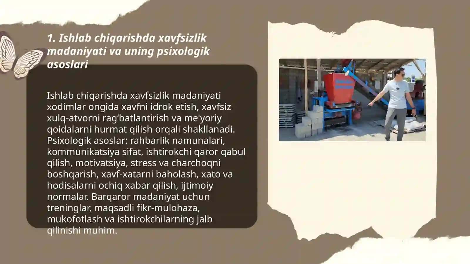 Ishlab chiqarishda mexnat xavfsizligini ta'minlash psixologiyasi. Ishlab chiqarishda muqobil muhitni ta'minlash 3