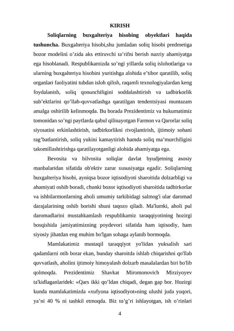 Bevosita va bilvosita soliqlar obyektlarinining buxgalteriya hisobini tashkil etish va takomillashtirish masalalari 3