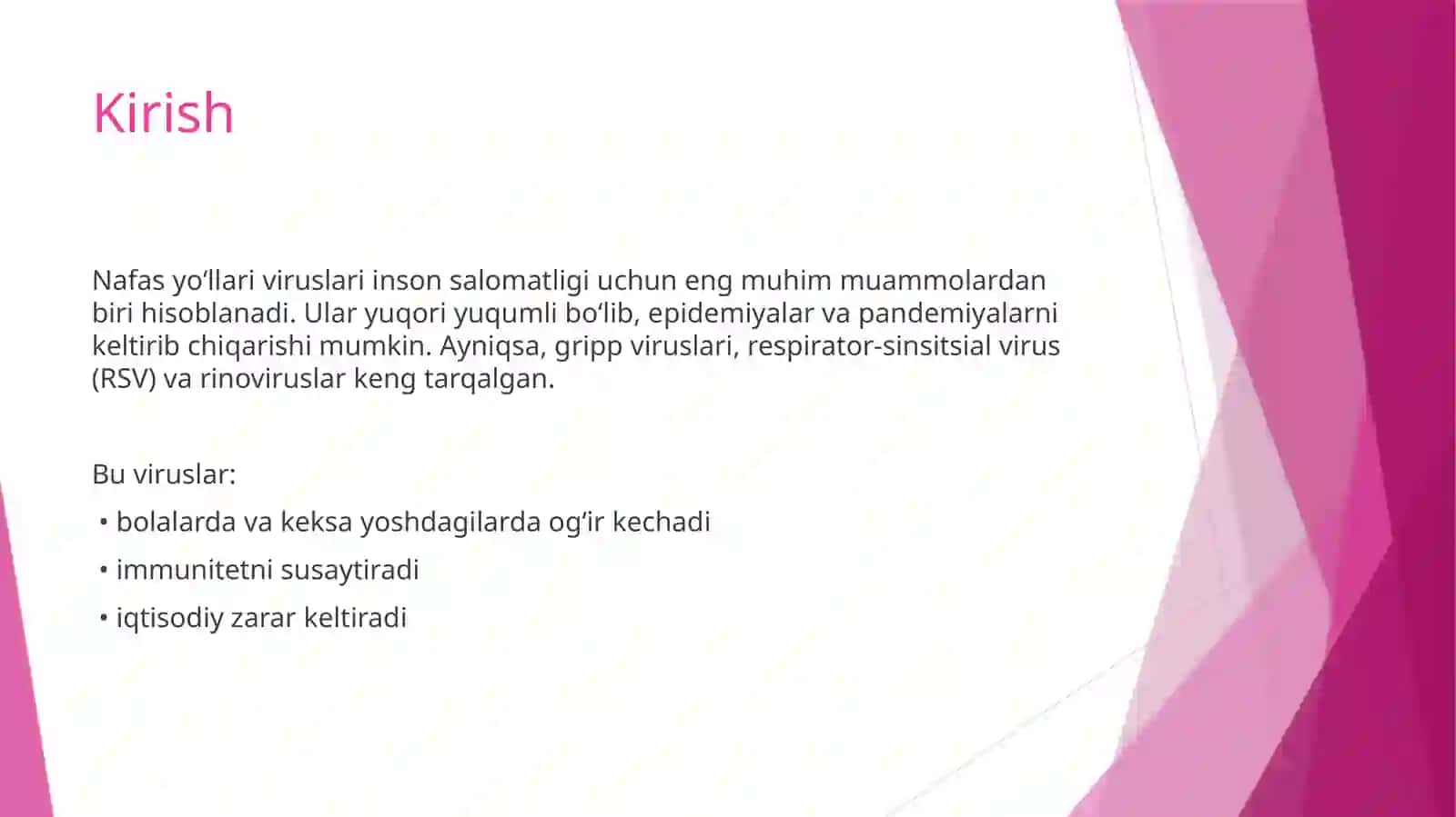 Parrandavacho‘chqagrippiviruslari, respirator-sinsitsialvirusvarinovirus:hozirgimuammolari,keltiribchiqaradigankasalliklarivalaboratortashhisi 3