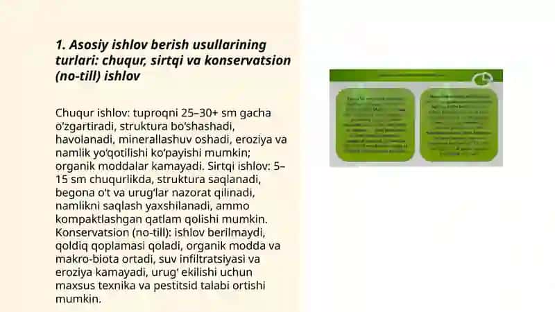Yerga asosiy ishlov berish usullarining tuproq xususiyatlari va oʻsimliklarni oʻsishi hamda rivojlanishiga taʼsiri 3