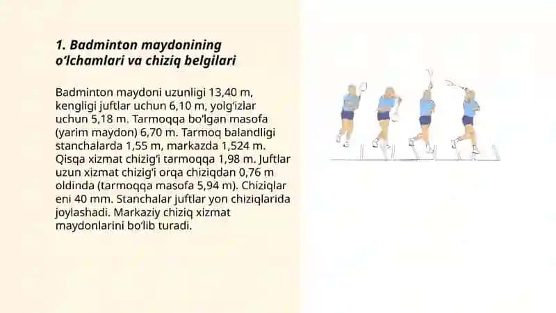 Sport o‘yinlari. Badminton o‘yin qoidalari va texnikasi 3