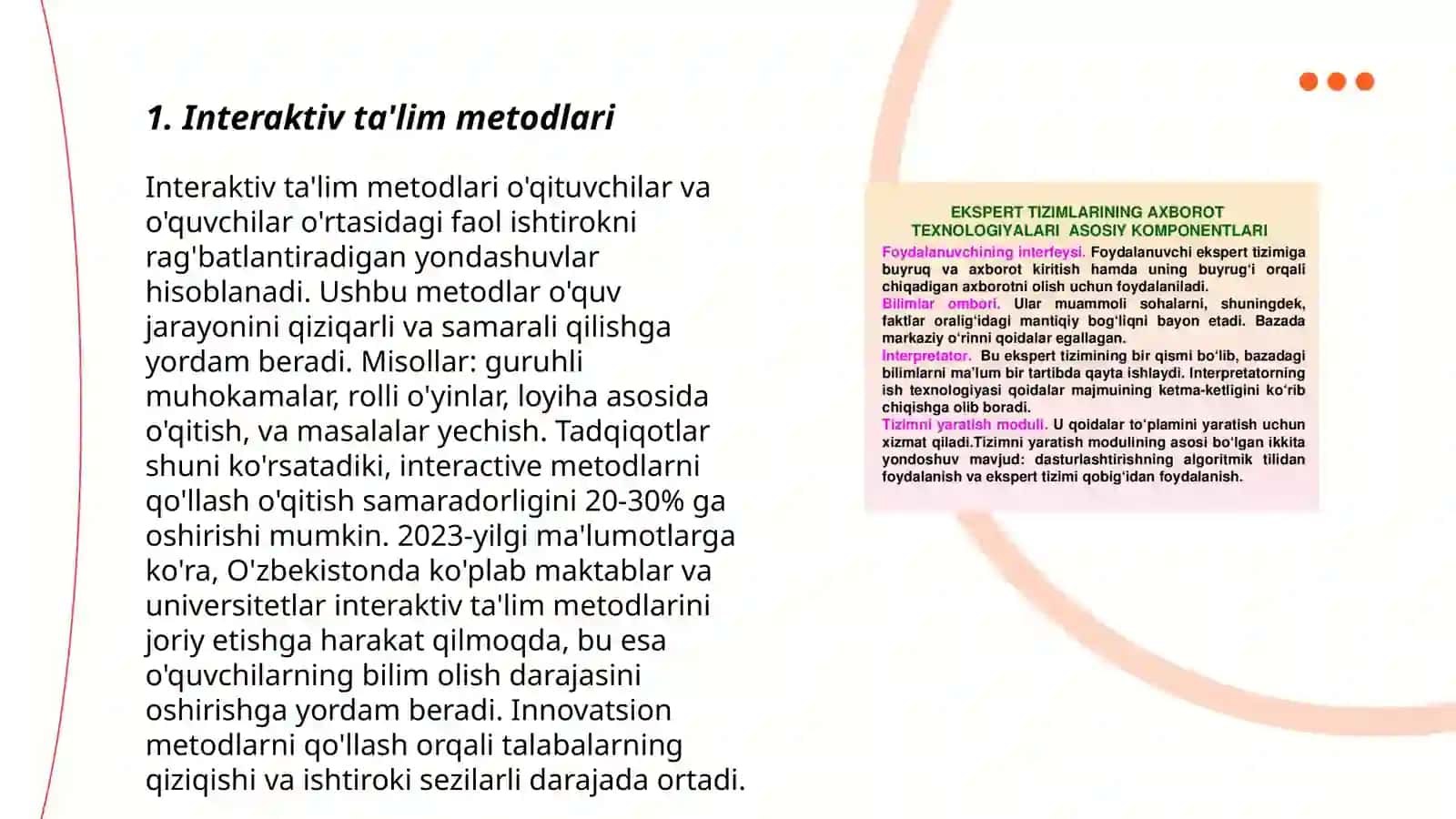 Texnologiya darslarini tashkil qilish shakllari 3
