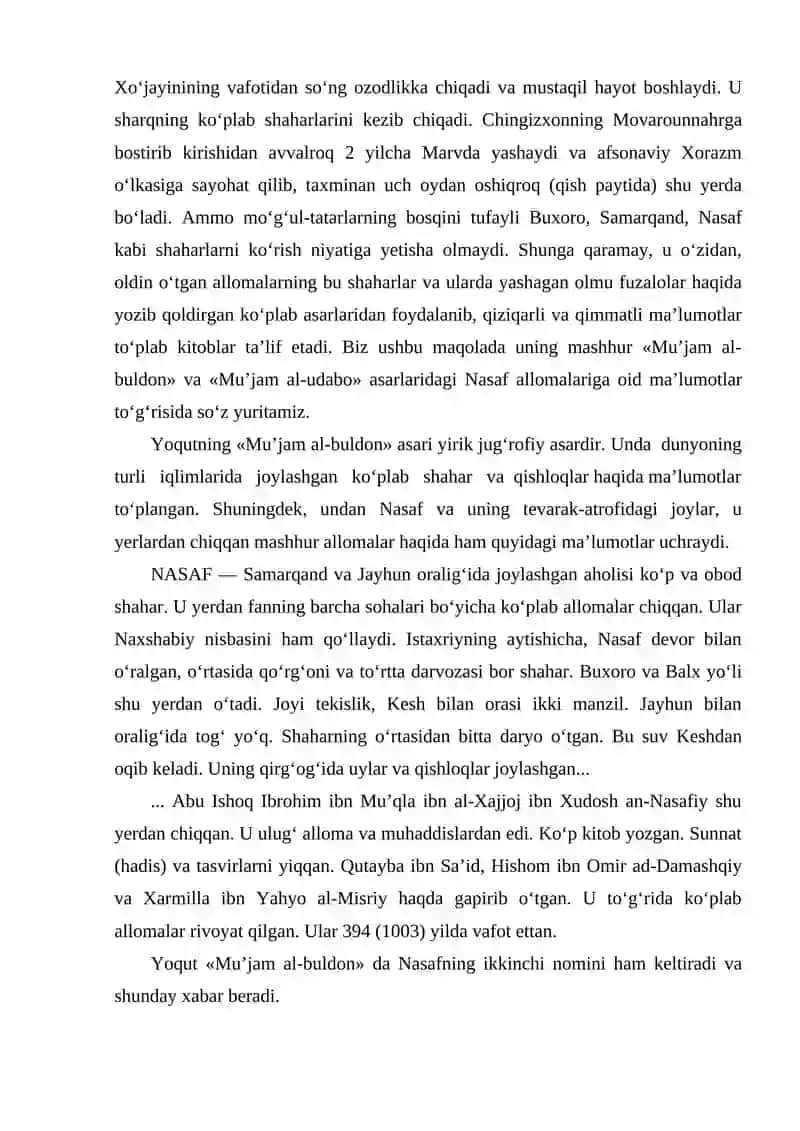 O‘rta asr manbalarida Nasaf allomalari 3