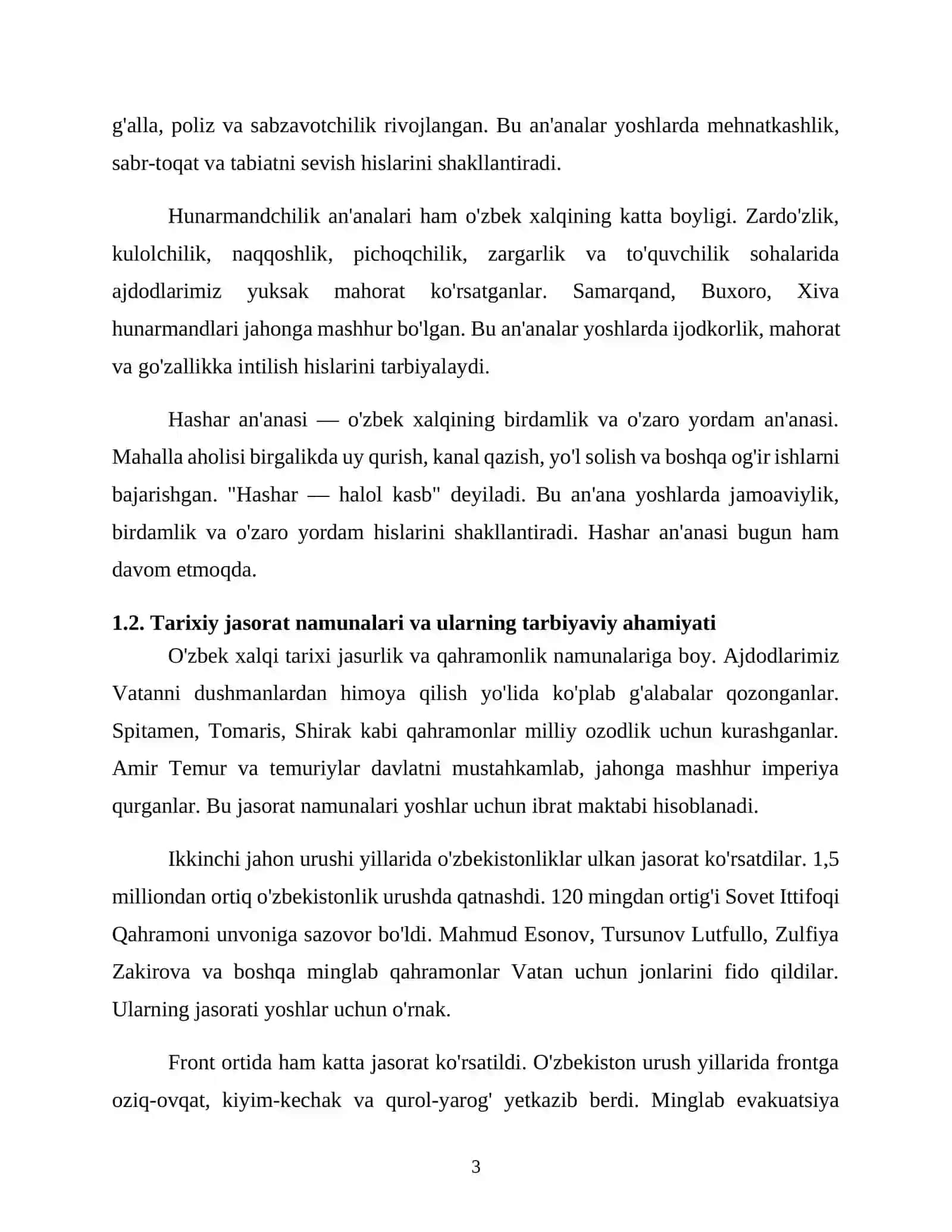 Xalq mehnati va tarixiy jasorat namunalarining tarbiyaviy ahamiyati 3