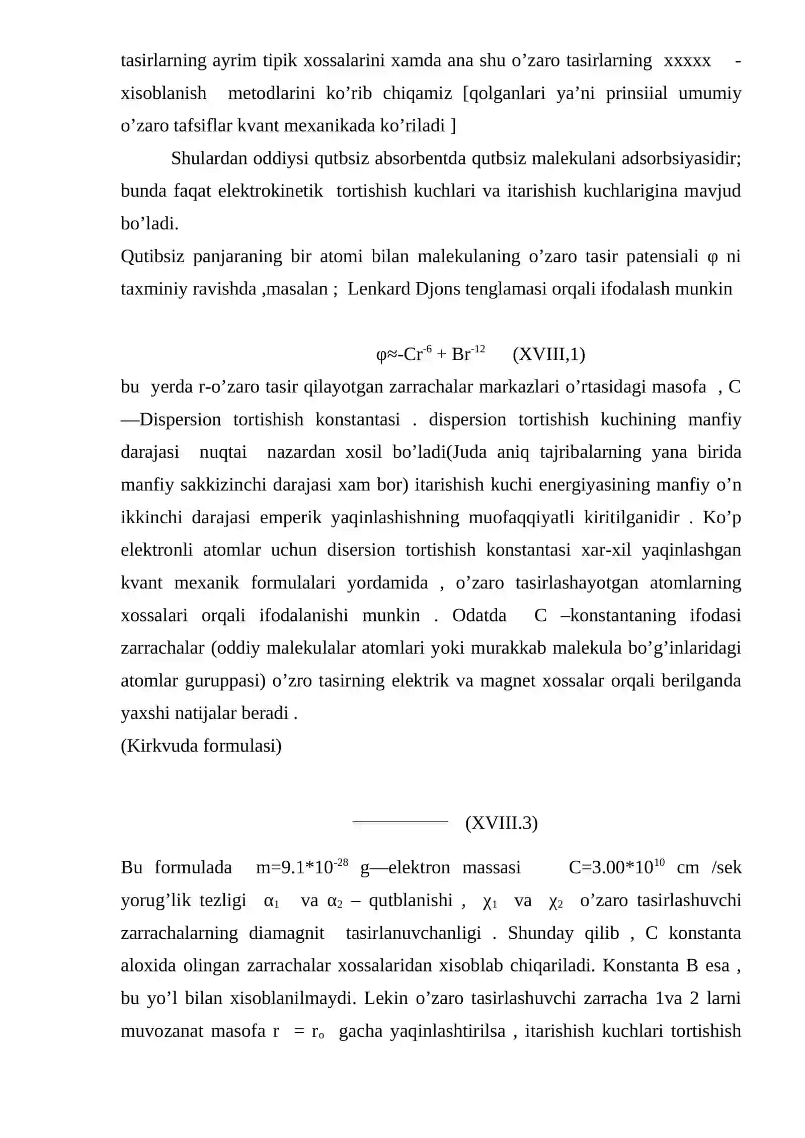 Adsorbsion kuchlar energiyasi va adsorbsion statistik muvozanatning malekulyar xisoblanishi 3