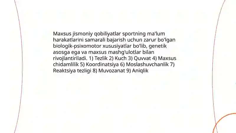 Maxsus jismoniy qobiliyatlar va ularni rivojlantirish 3