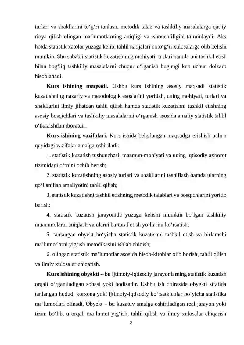 Statistik kuzatish; mohiyati, turlari va tashkiliy masalalari 3