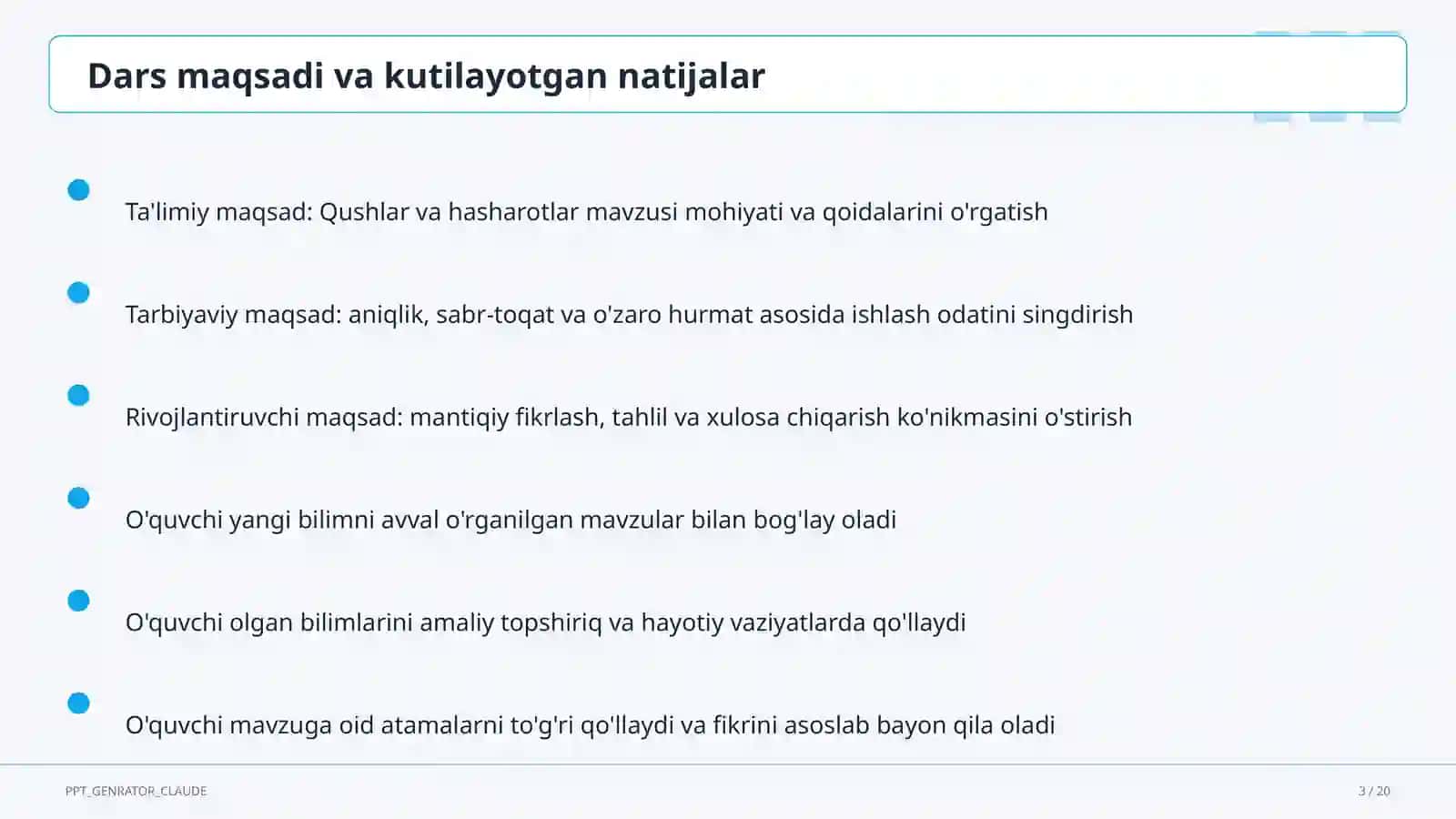 Qushlar va hasharotlar (2-sinf) 3