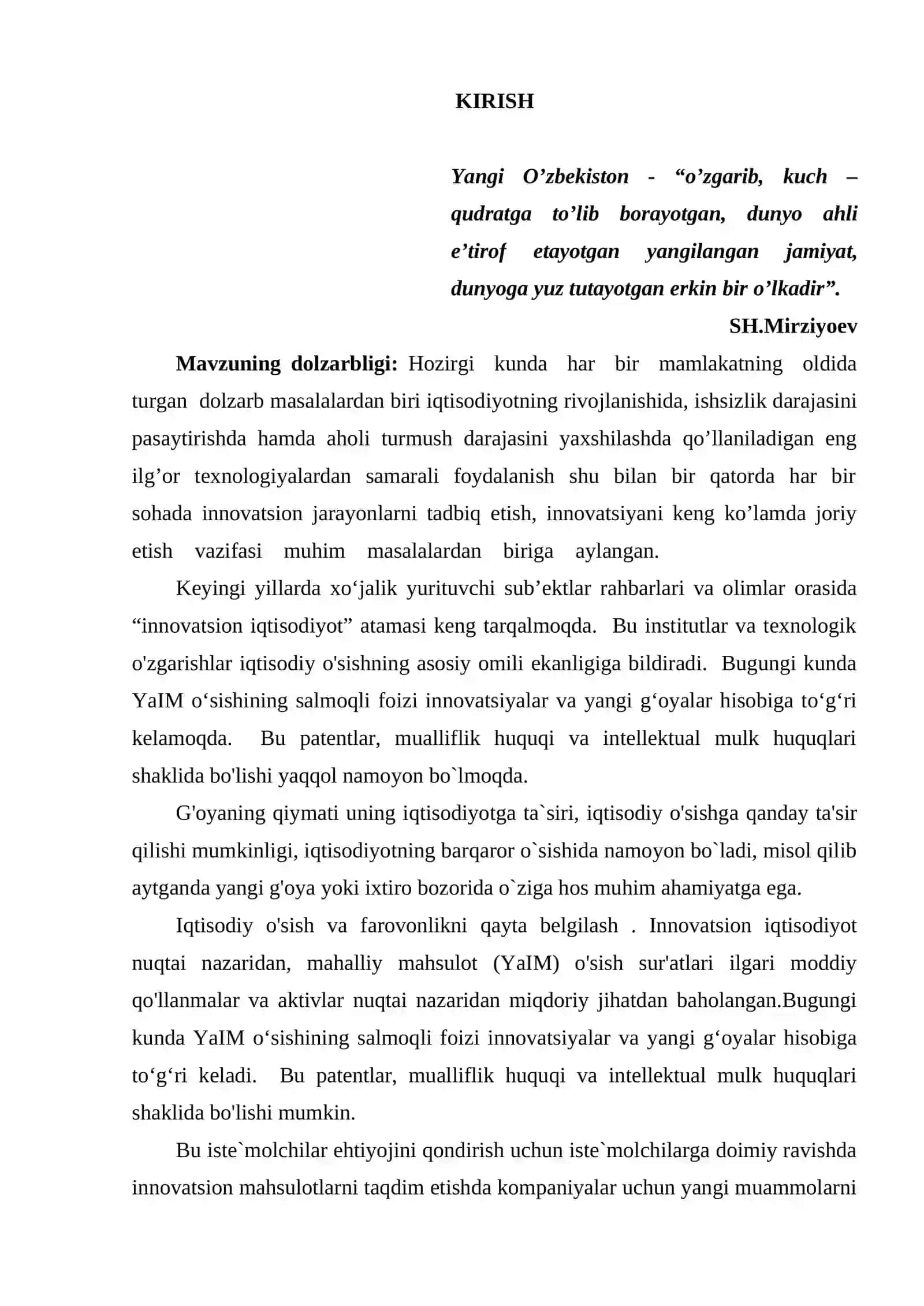 “YAIM o'sishda innovatsiyalarning ta'siri” 3