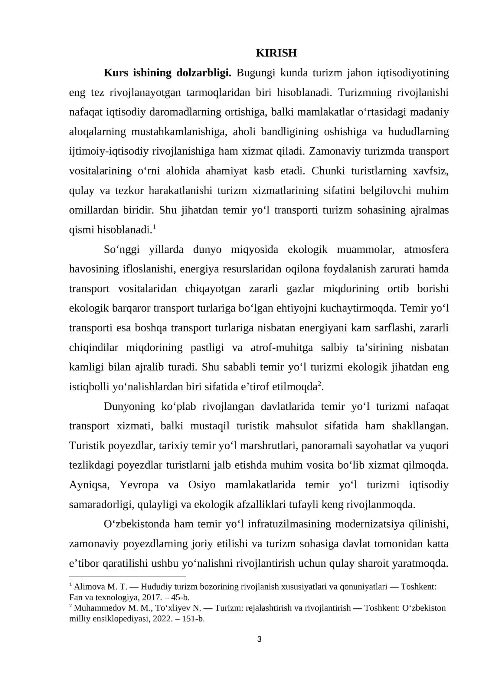 TEMIR YO'L TURIZMI: EKALOGIK VA IQTISODIY AFZALLIKLARI. 3