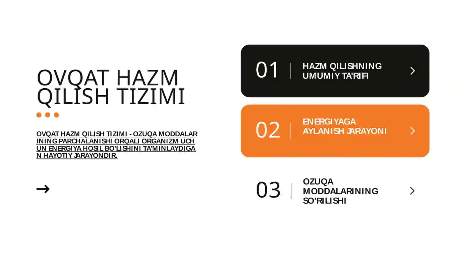 OVQAT HAZM QILISH TIZIMI VA QORIN BO'SHLIG'IDAGI HAZM JARAYONI 3