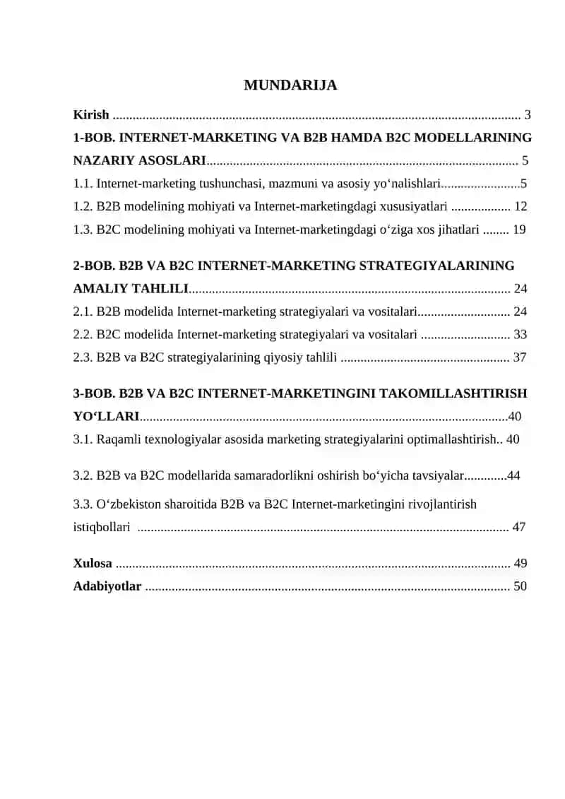 «B2B va B2C modellarida Internet-marketing strategiyalarining qiyosiy tahlili.» 3