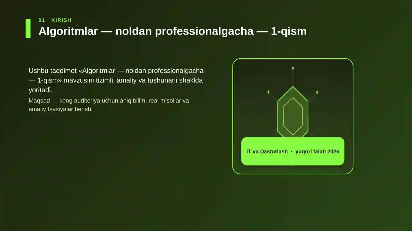 Algoritmlar — noldan professionalgacha — 1-qism 3
