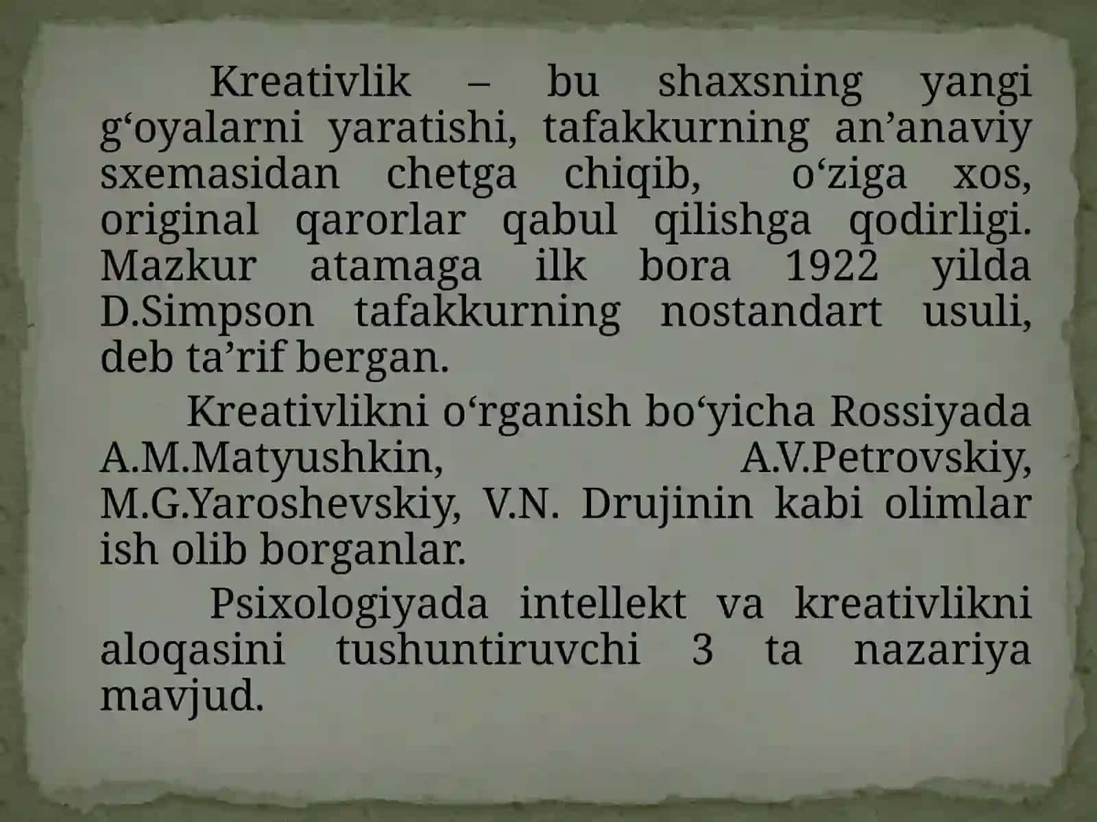 INTELLEKT VA KREATIVLIK NAZARIYASI 3