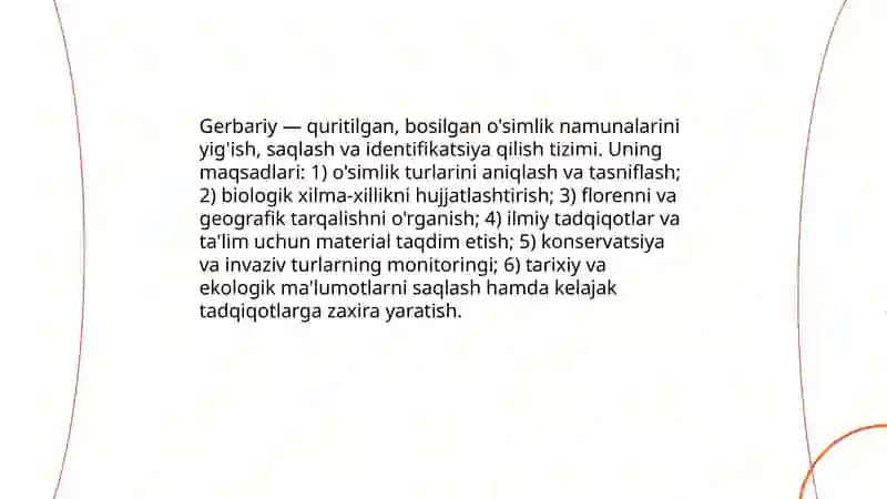 Gerbariy tayyorlash va tayyorlash usullari haqida maʼlumot berish 3