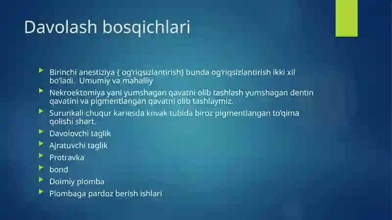 Surunkali chuqur kariesni davolash usuli 3