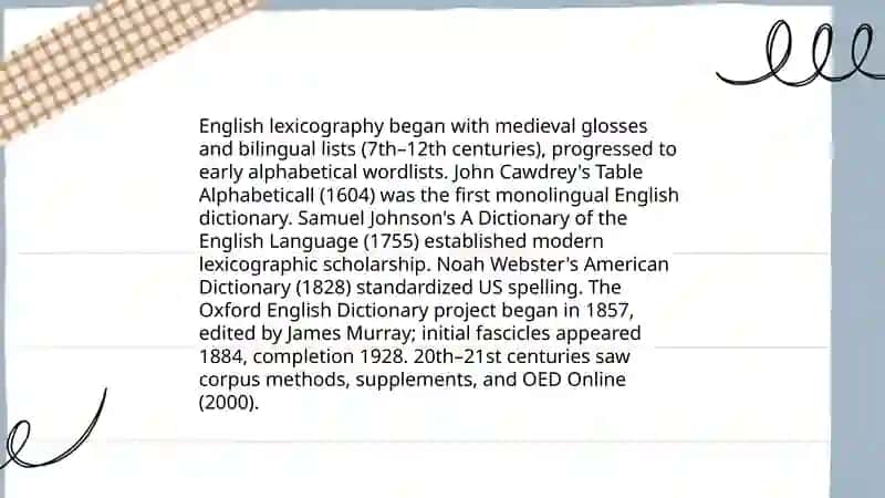 Lexicoraphy. English dictionaries 3
