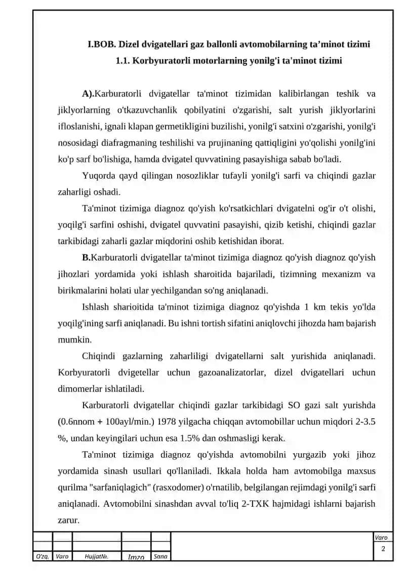 Yoqilg’ili zamonaviy avtomobillarning ta’minlash tizimi 3