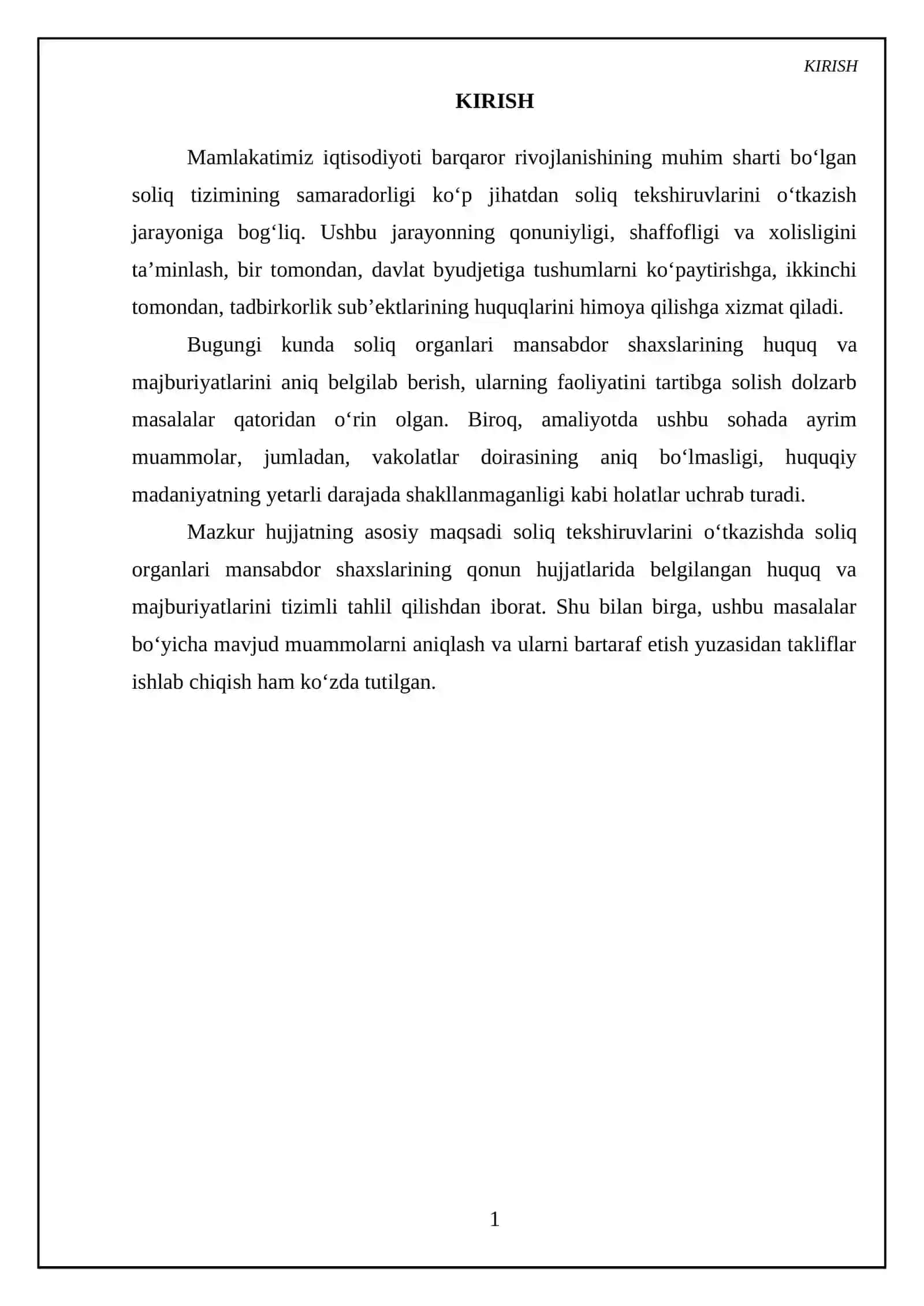 Soliq tekshiruvlarini o’tkazishda soliq organlari mansabdor shaxslarining huquq va majburiyatlari 3