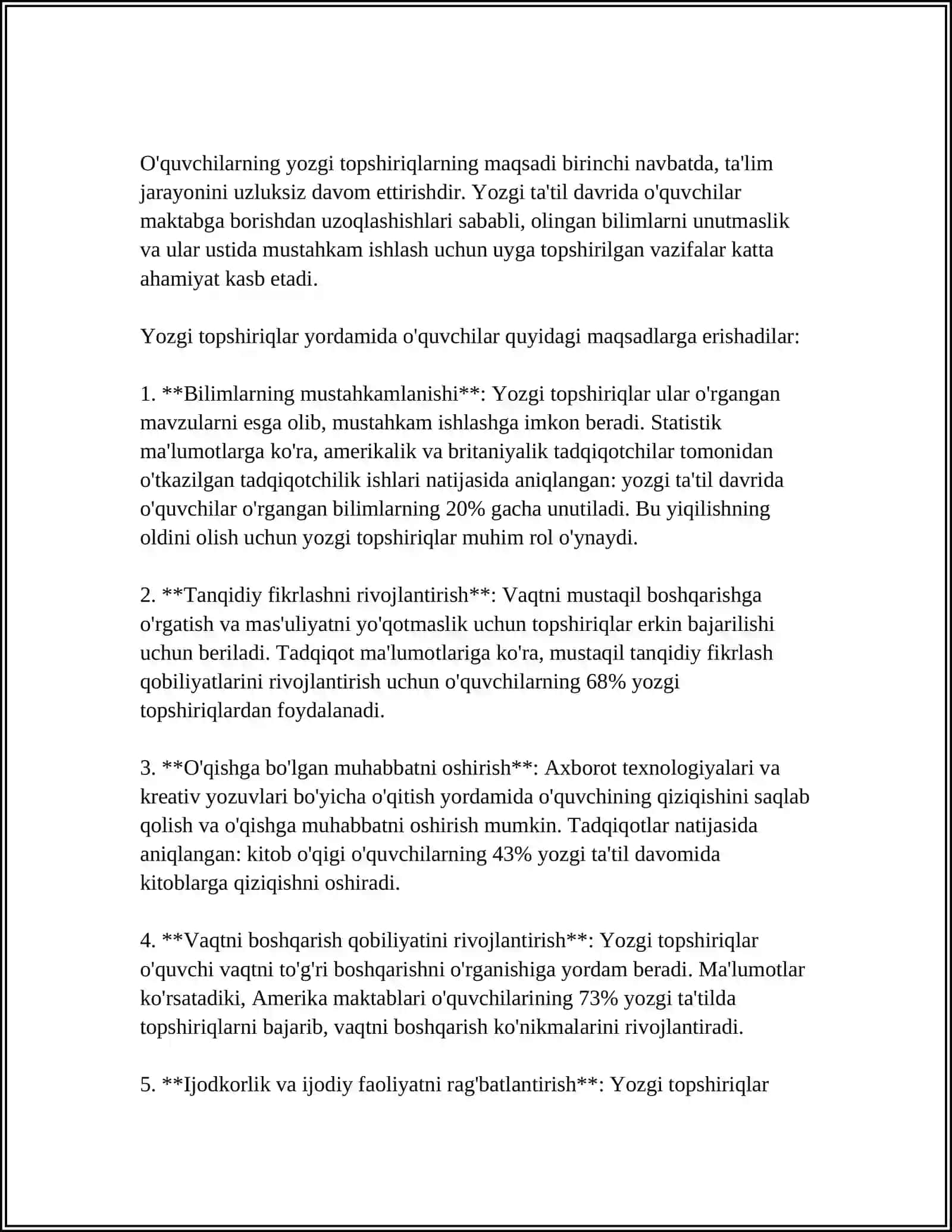 O'QUVCHILARNING BOTANIKADAN BAJARADIGAN YOZGI TOPSHIRIQLARNING MAZMUNI VA UNING TA'LIM -TARBIYA JARAYONIDA TUTGAN O'RNI 3