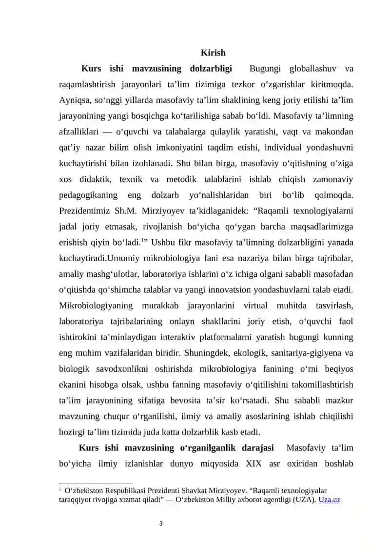 Umumiy mikrobiologiya fanidan masofaviy ta’lim jarayonini tashkil etish metodikasi 3