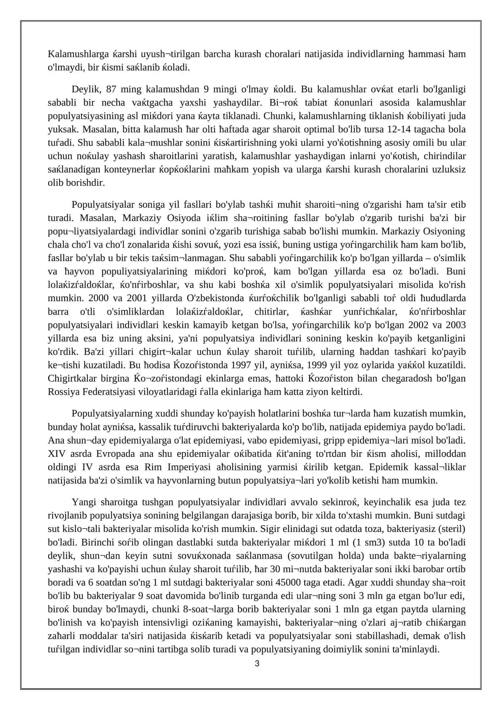 Populyatsiya to'g'risida ta'limot 3