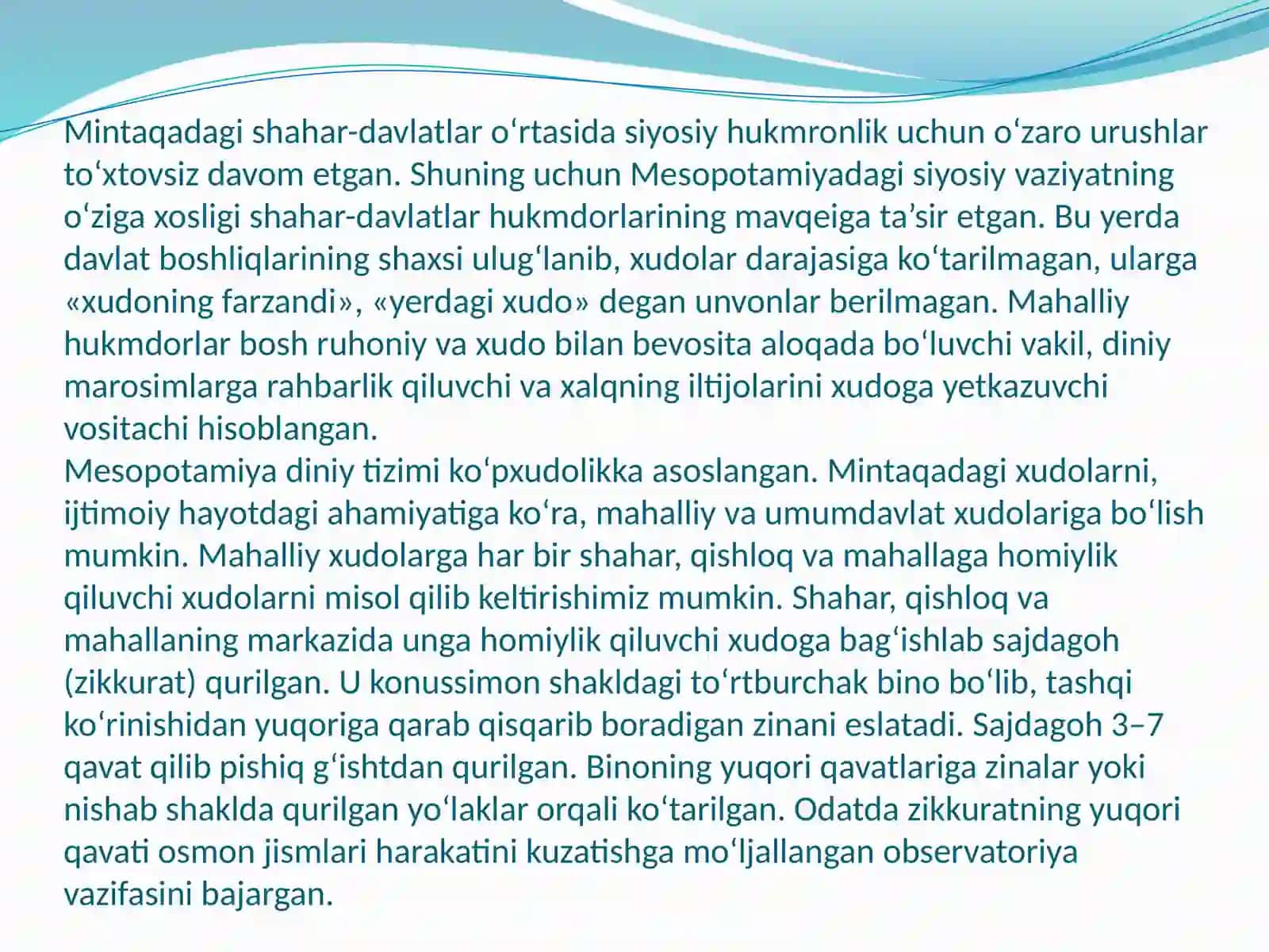 Qadimgi Mesopotamiya Miladaviy IV - II ming yillikda 3