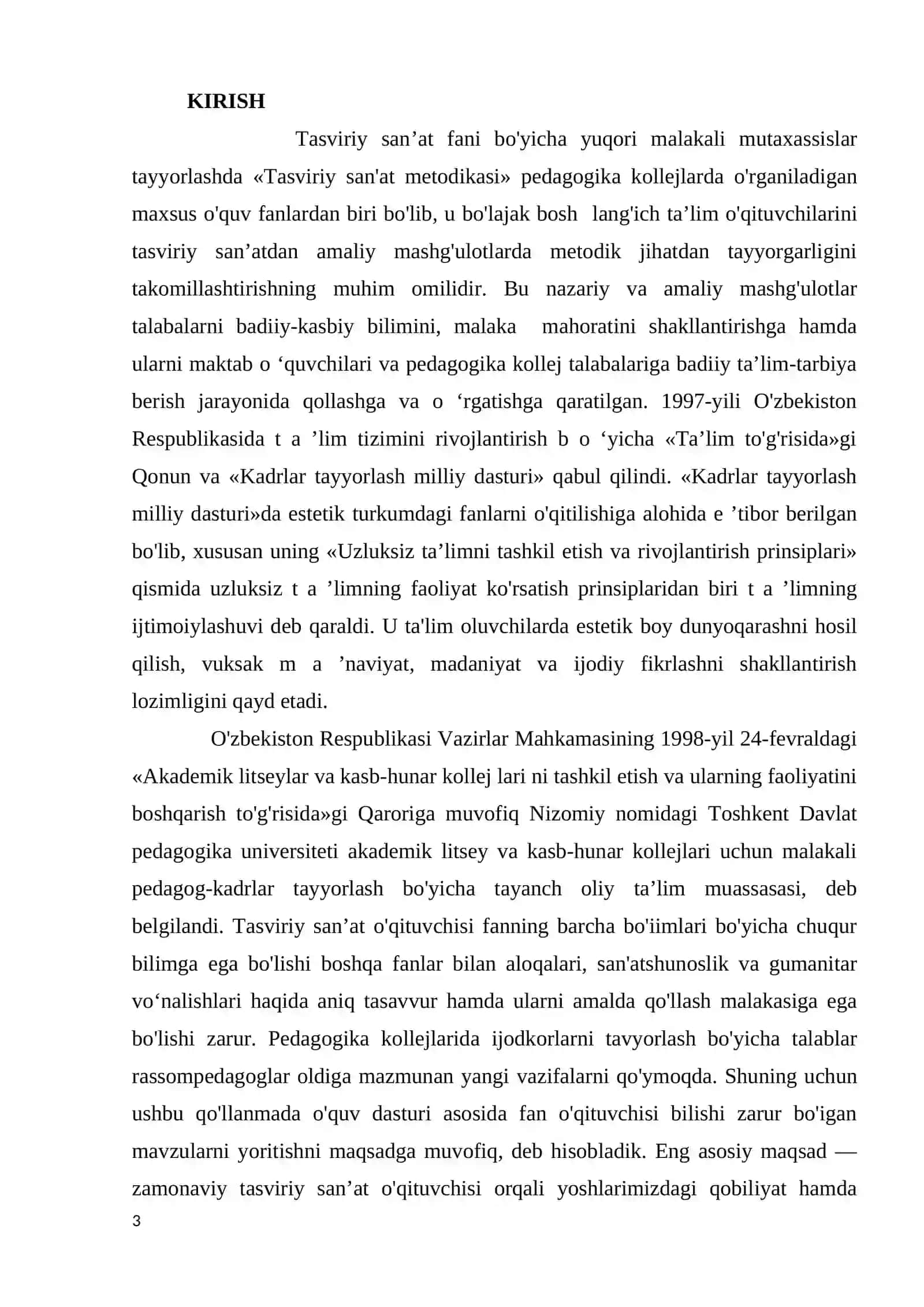 TASVIRIY SAN'AT DARSLARINI LOYIHALASHTIRISH VA AMALDA QO'LLASH METODI 3