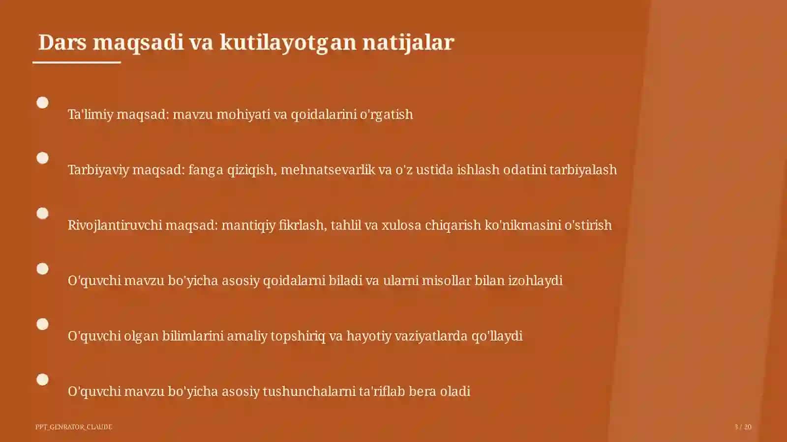 Dars rejasi 3