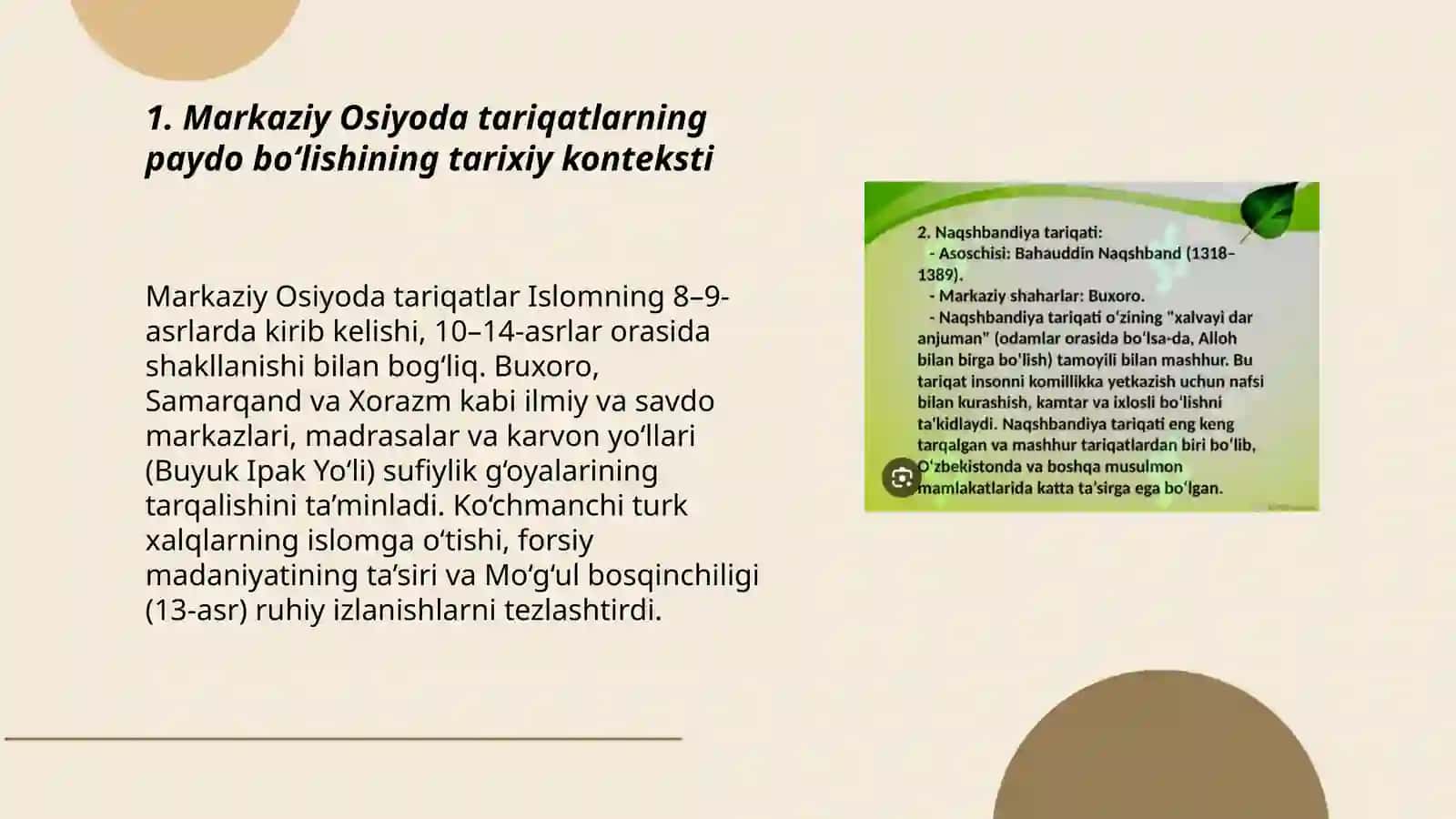 Markaziy Osiyoda tariqatlarning shakllanishi 3