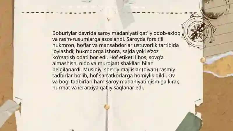 Boburiylar davrida Hindistonda madaniyat adabiyot va san'at 3