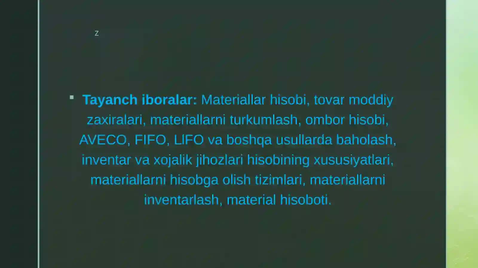 Materiallar hisobi 3