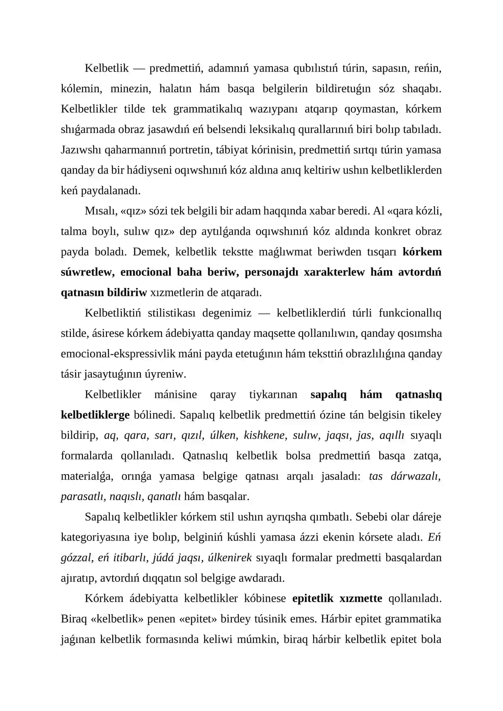 QARAQALPAQ TILI Kórkemlew quralları hám stilistika PÁNINEN 3