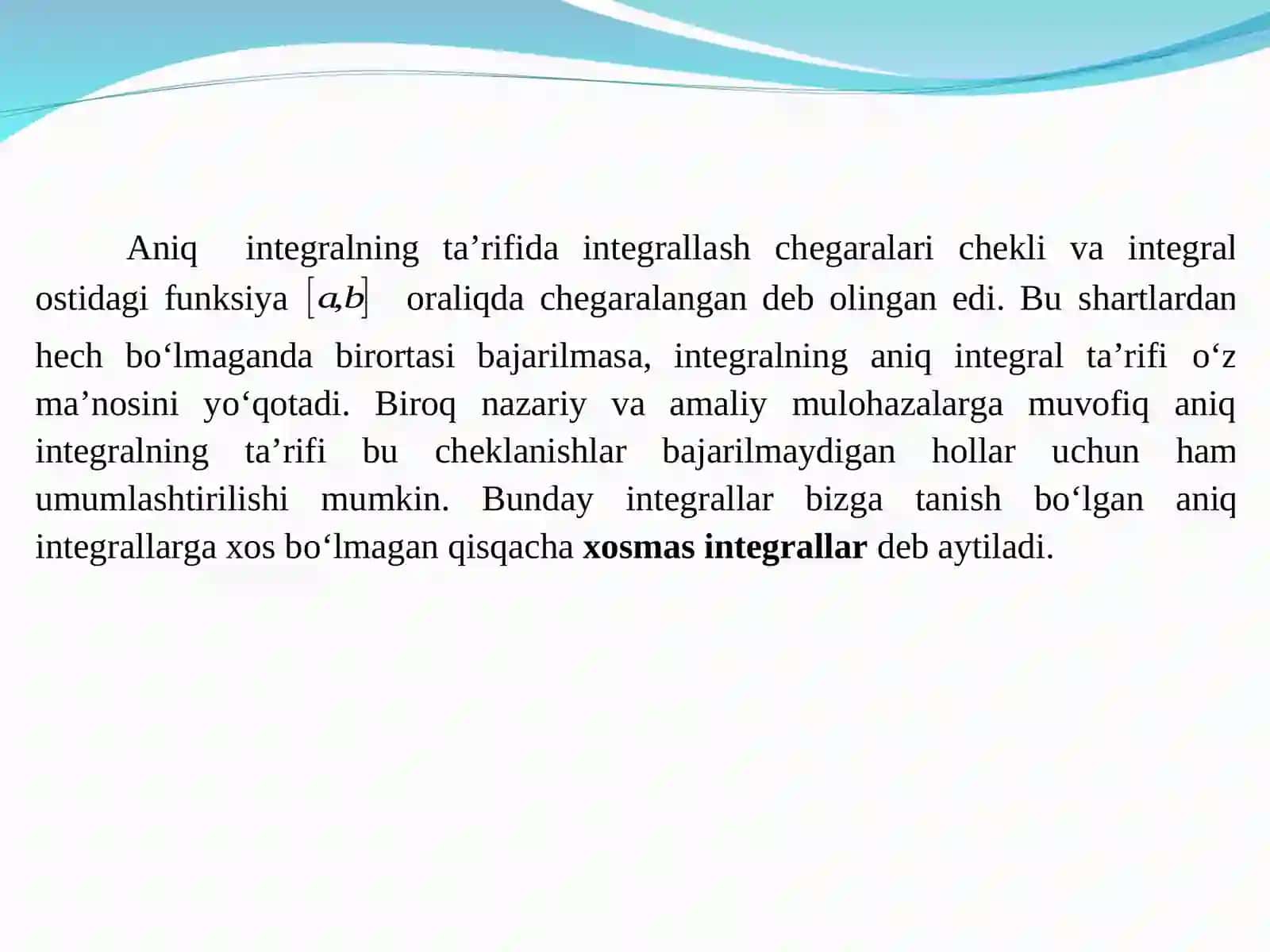 Xosmas integrallar 3