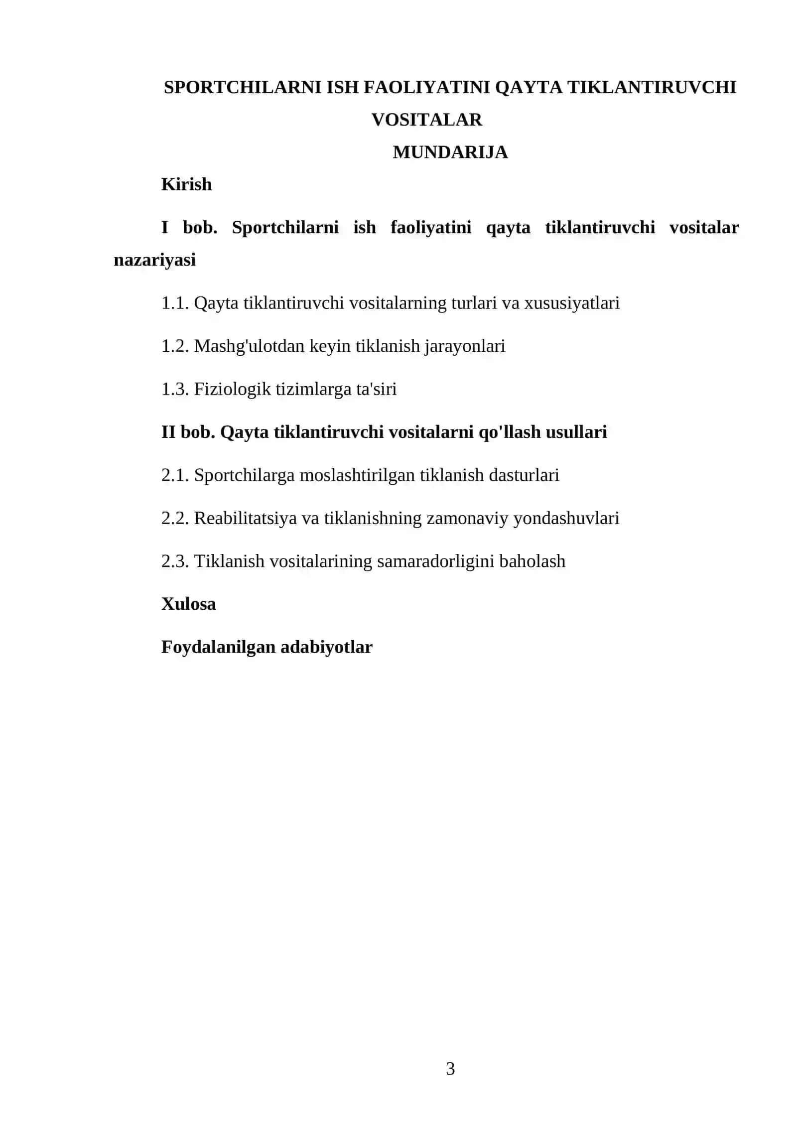 SPORT VA XARAKATLI O'YINLARNI O'QITISH METODIKASI FANIDAN TAYYORLAGAN KURS ISHI 3