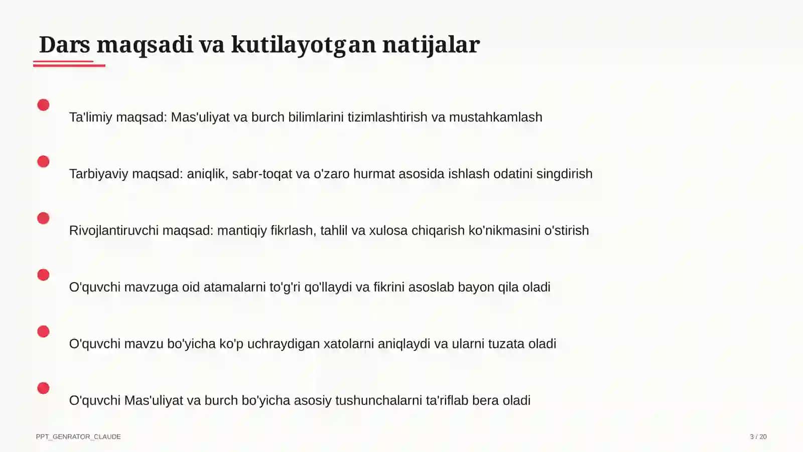 Mas'uliyat va burch (6-sinf) 3