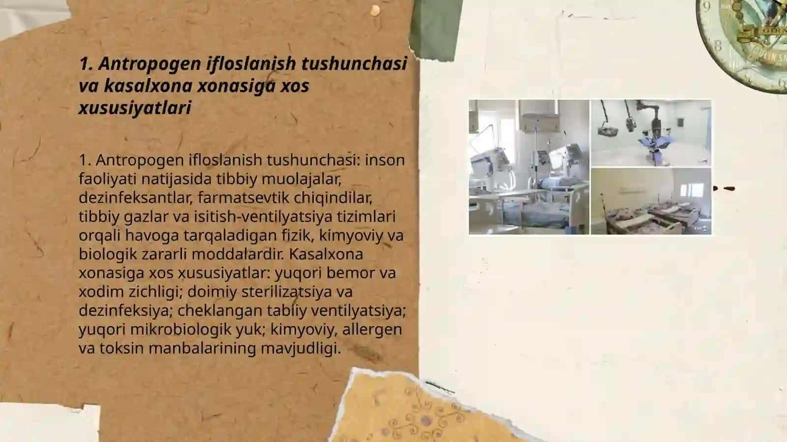 Kasalxona xonalarining havosining antropogen ifloslanishi haqida tushuncha 3