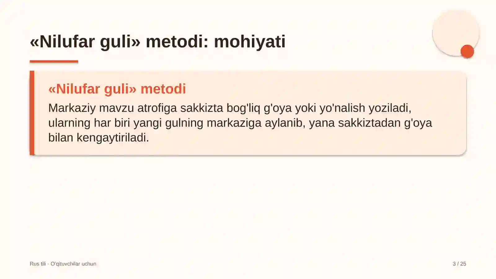 rus tili darslarida nilufar guli metodidan foydalanish 5101 3
