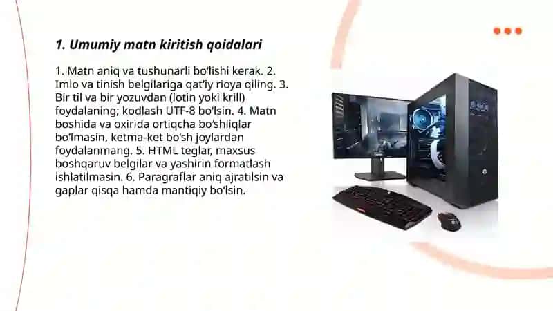 Matn kiritish qoidalarni 3