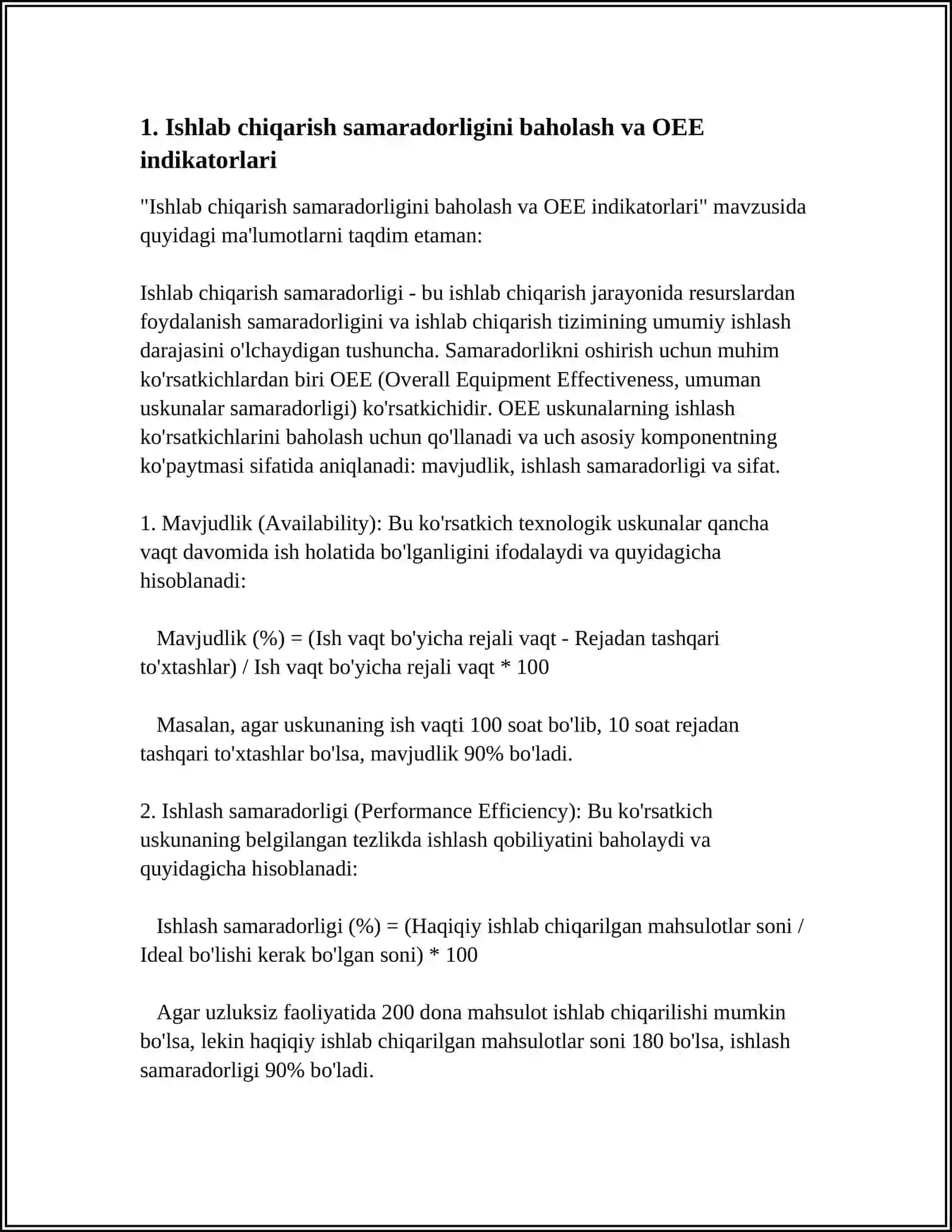 FARGʻONA DAVLAT TEXNIKA UNIVERSITETI ISHLAB CHIQARISHDA BOSHQARUV REFERAT 3
