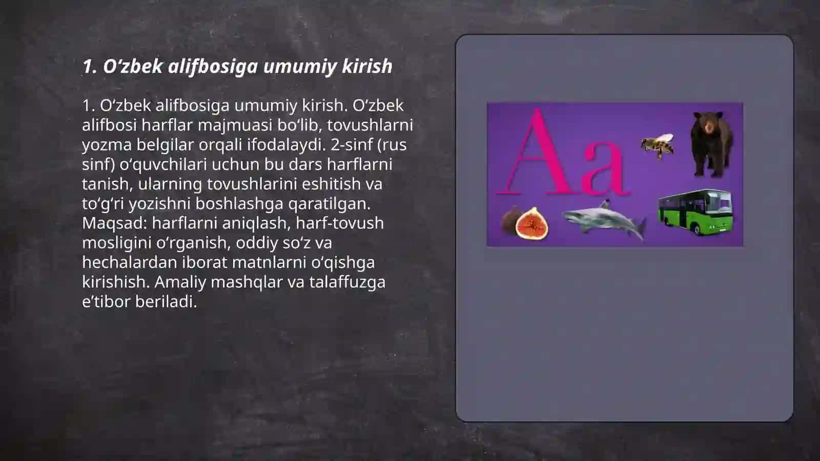 Oʻzbek alifbosi 2-sinf (rus sinf) uchun 3
