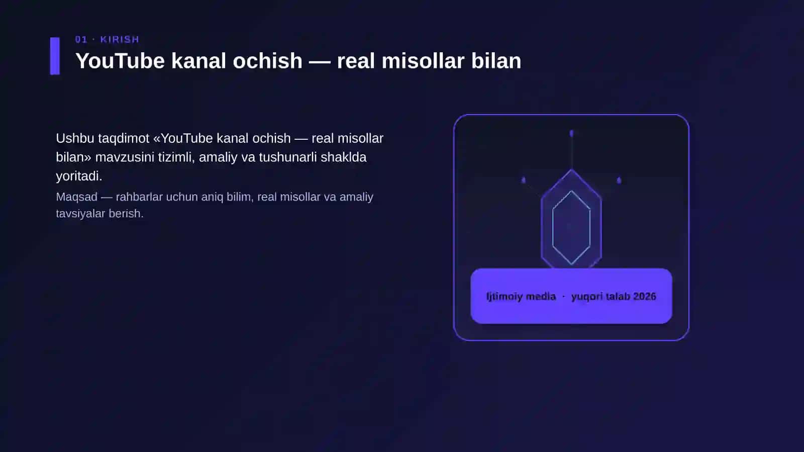 YouTube kanal ochish — real misollar bilan 3