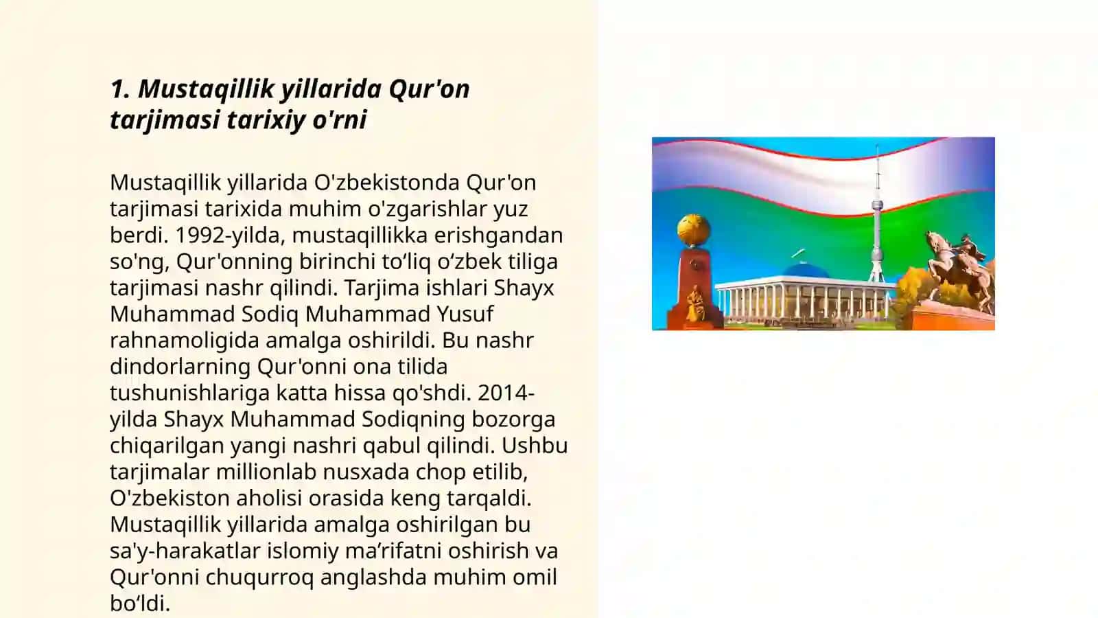 Mustaqillik yillarida Qur'onning o'zbek tiliga tarjima qilinishi va tafsirlari 3