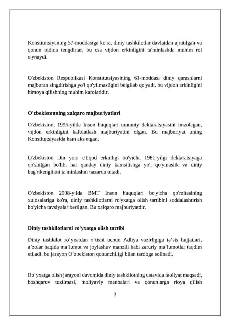 O'zbekistonda Vijdon erkinligi 3