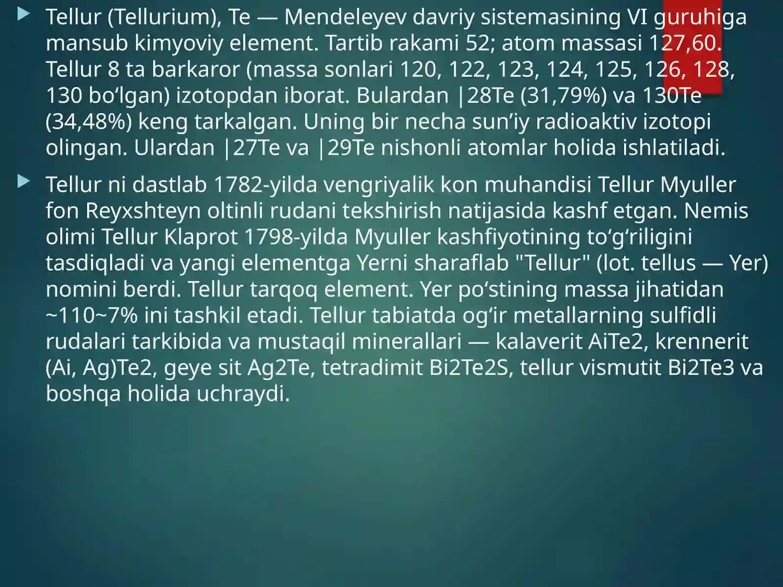 Selenit va tellurit kislotalar 3